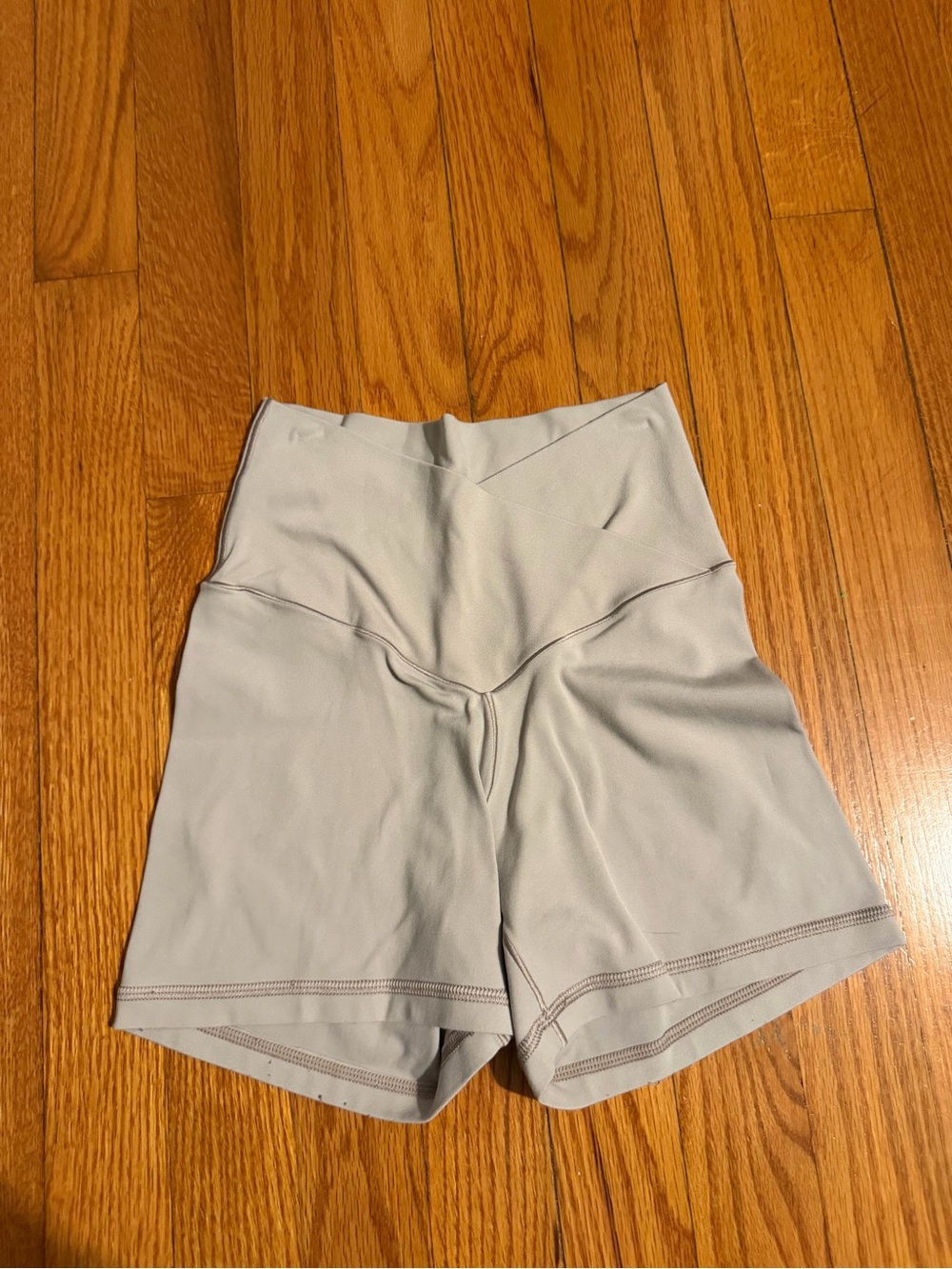 Aerie cross waist light grey flare shorts size small